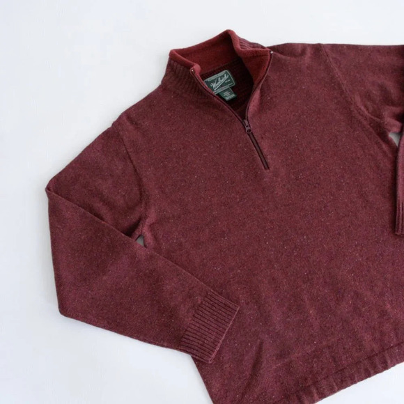 Woolrich Vintage 70% Wool Maroon Half Zip Pullover Sweater Medium - Picture 7 of 10